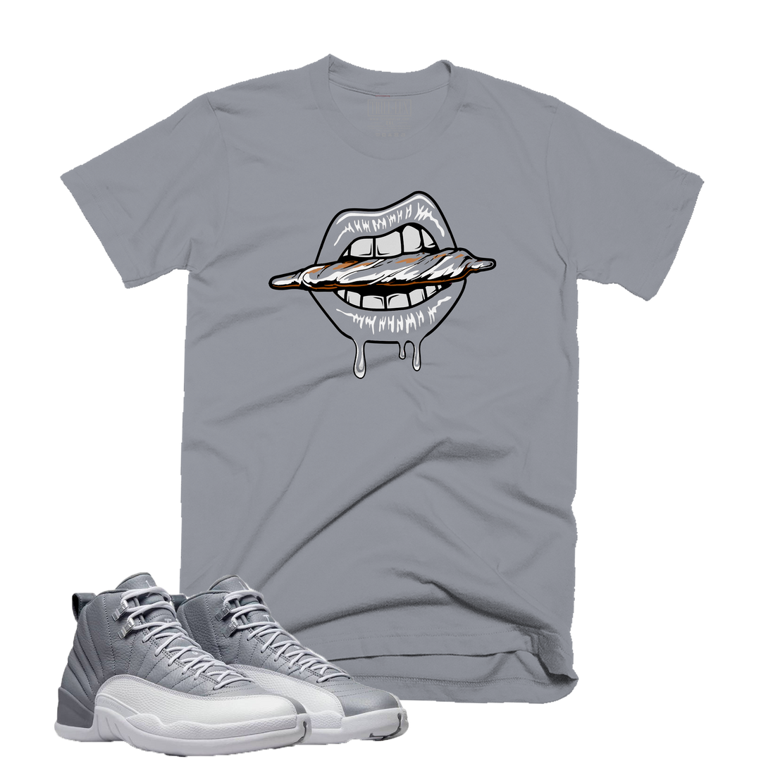 Blunt Lips | Retro Air Jordan 12 Stealth Grey Colorblock T-Shirt