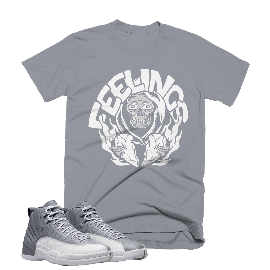 Death Feelings | Retro Air Jordan 12 Stealth Grey Colorblock T-Shirt