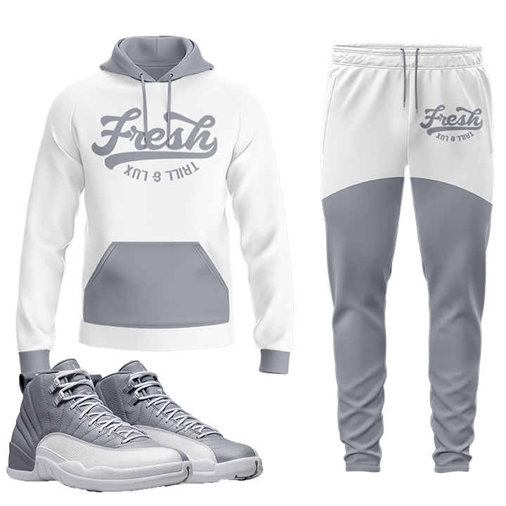 Fresh | Air Jordan 12 Stealth Grey Hoodie & Jogger Set