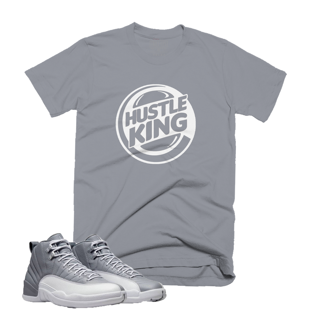 Hustle King | Retro Air Jordan 12 Stealth Grey Colorblock T-Shirt