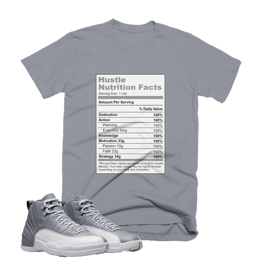 Hustle Nutrition | Retro Air Jordan 12 Stealth Grey Colorblock T-Shirt