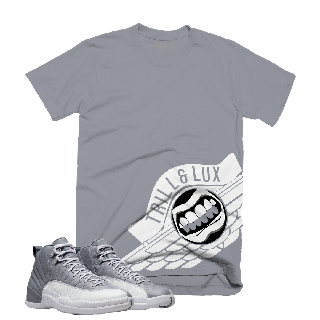 Hyper Wings Flight Retro Air Jordan 12 Stealth Grey Colorblock T Shi Trill Lux