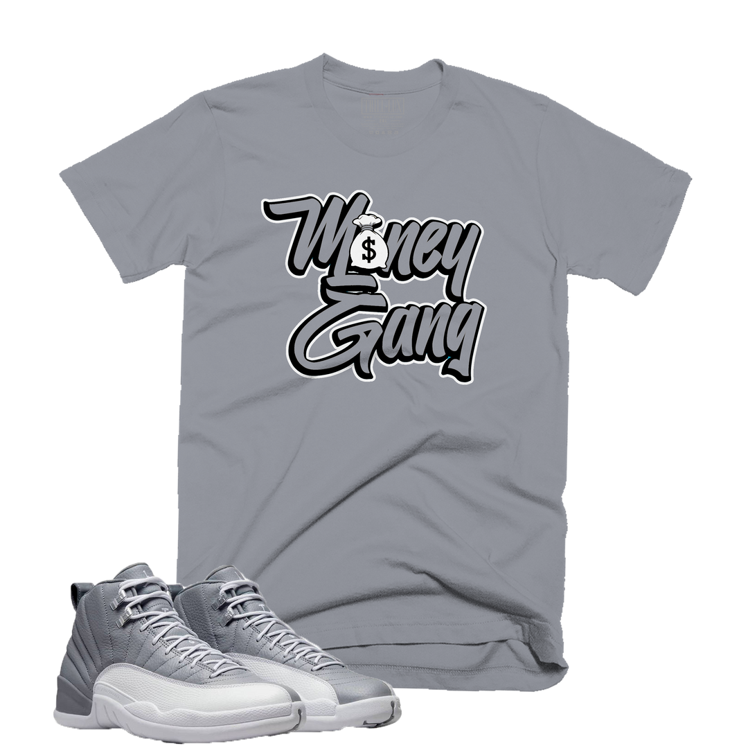 Money Gang | Retro Air Jordan 12 Stealth Grey Colorblock T-Shirt