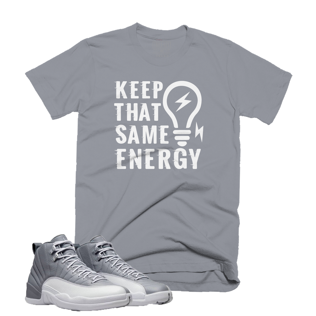 Same Energy | Retro Air Jordan 12 Stealth Grey Colorblock T-Shirt