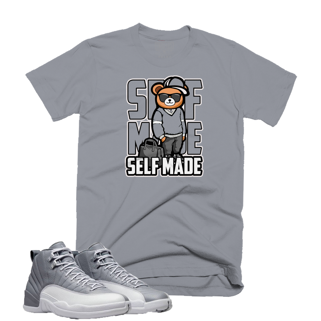 Self Made Bear | Retro Air Jordan 12 Stealth Grey Colorblock T-Shirt