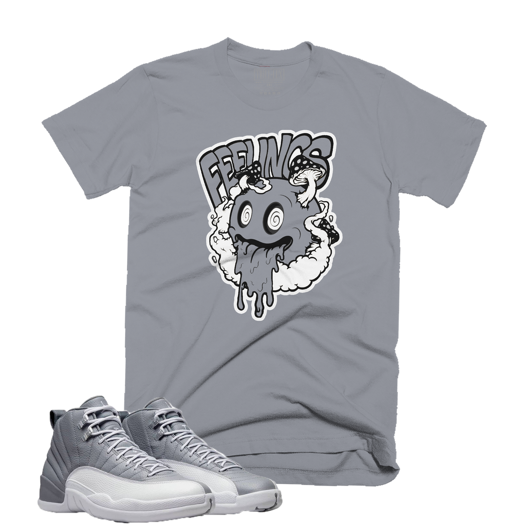 Smiley Feelings | Retro Air Jordan 12 Stealth Grey Colorblock T-Shirt