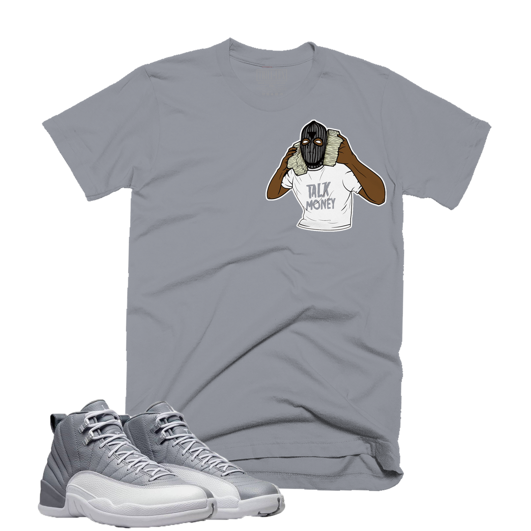 Talk Money | Retro Air Jordan 12 Stealth Grey Colorblock T-Shirt