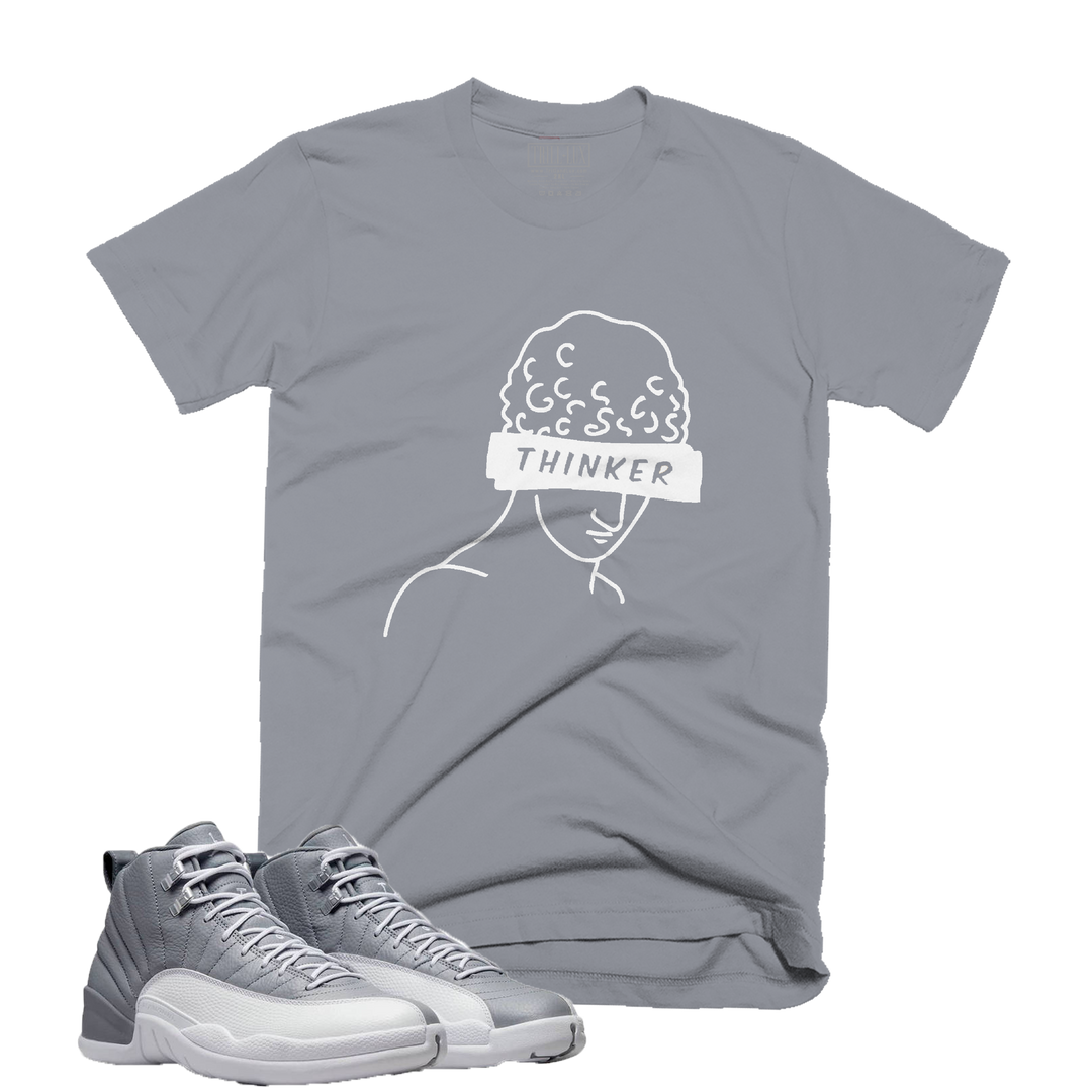 Thinker | Retro Air Jordan 12 Stealth Grey Colorblock T-Shirt