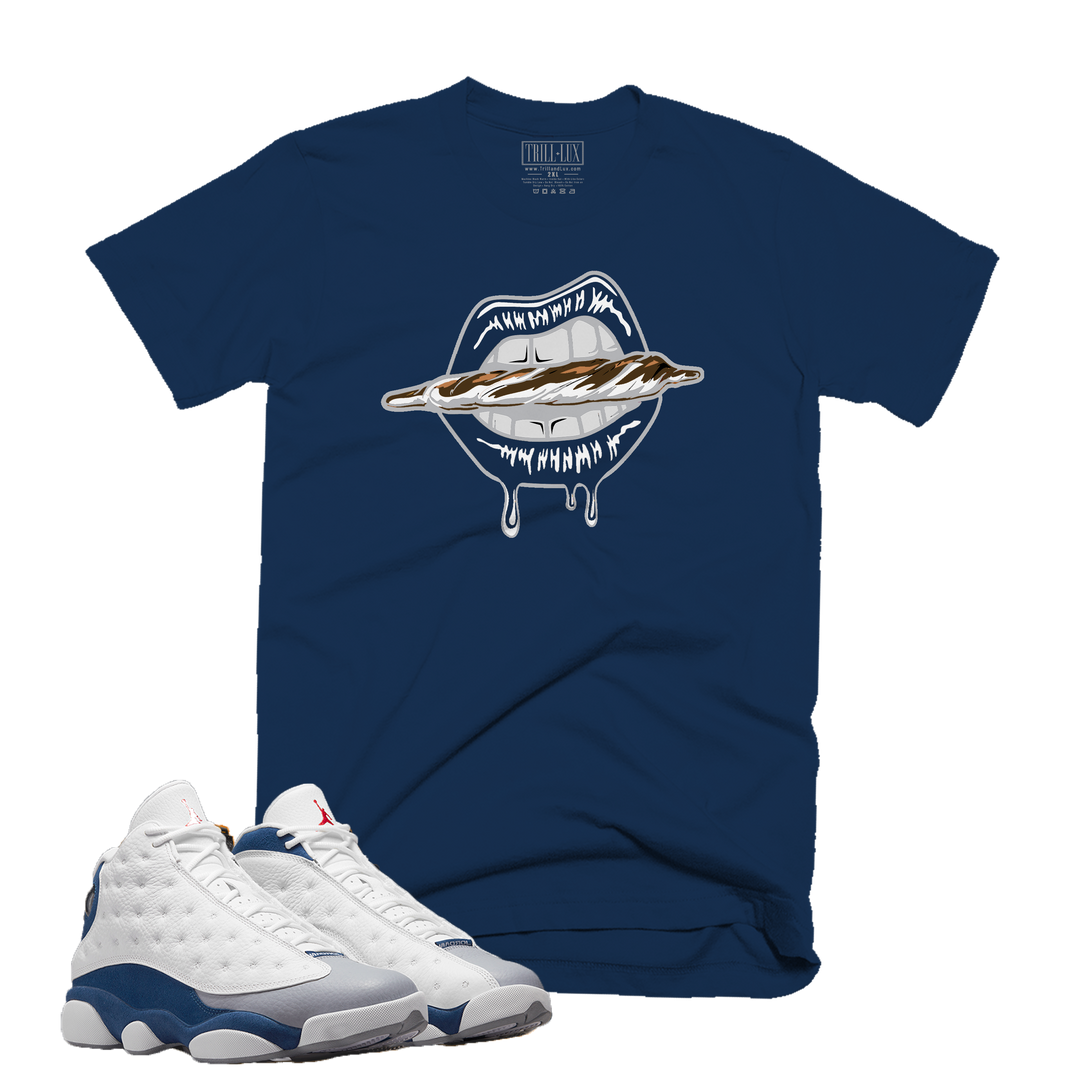 Blunt Lips | Retro Air Jordan 13 French Blue Colorblock T-shirt