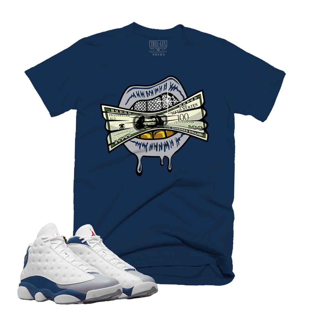 Money Lips | Retro Air Jordan 13 French Blue Colorblock T-shirt