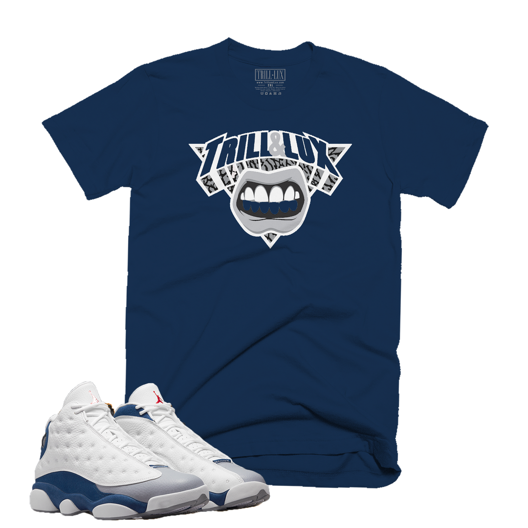 Trill Knick | Retro Air Jordan 13 French Blue Colorblock T-shirt