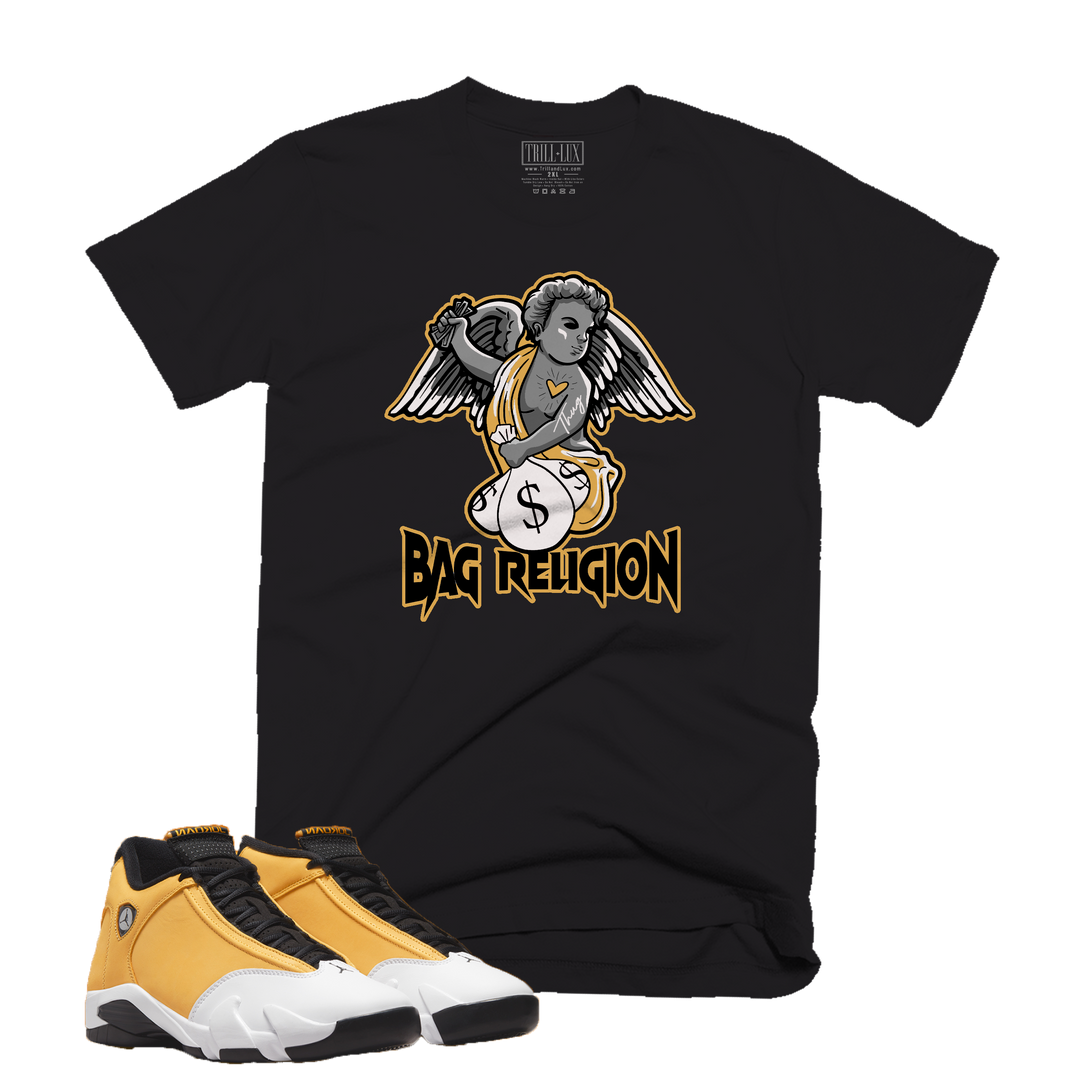 Bag Religion | Retro Air Jordan 14 Ginger Colorblock T-shirt