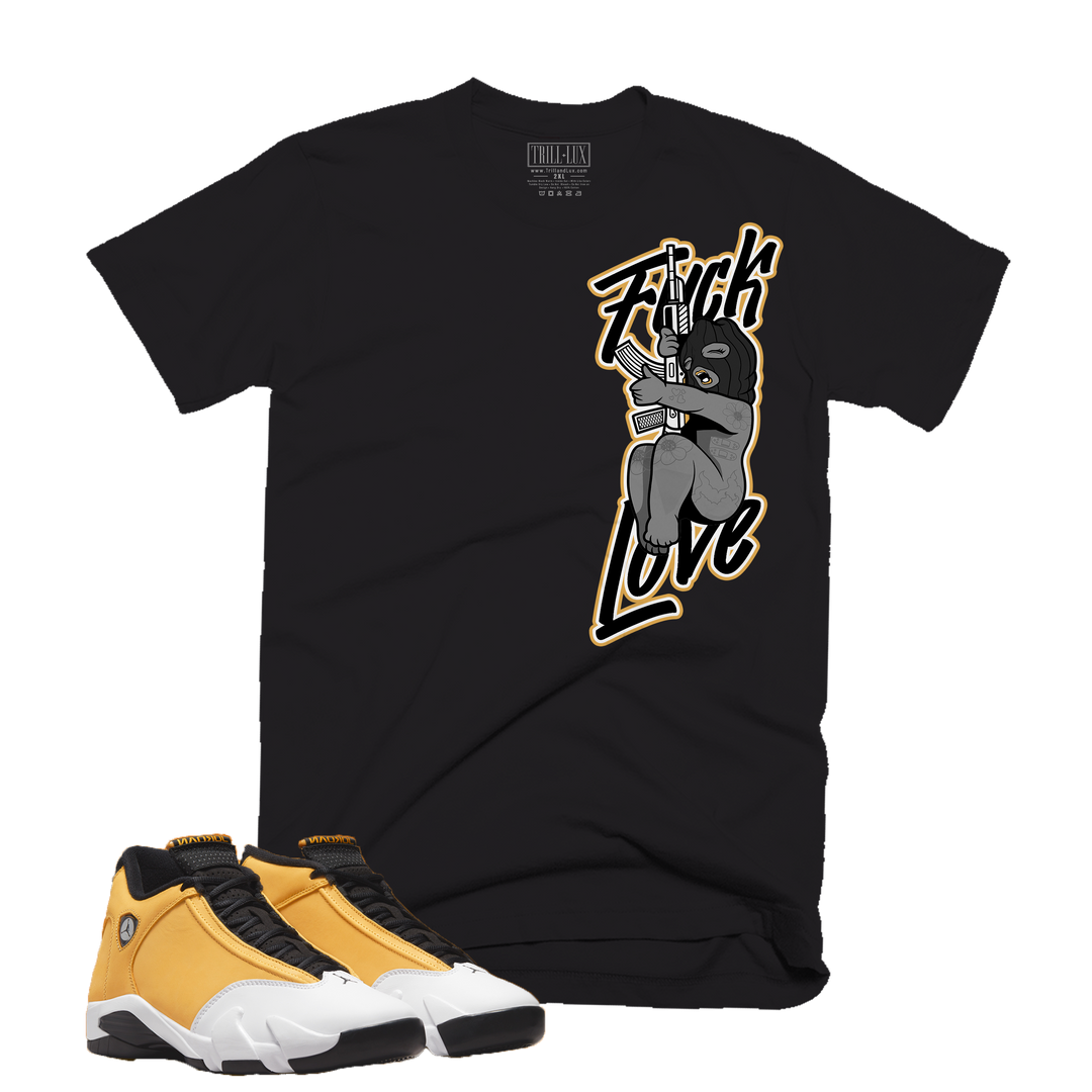 Fuck Love | Retro Air Jordan 14 Ginger Colorblock T-shirt