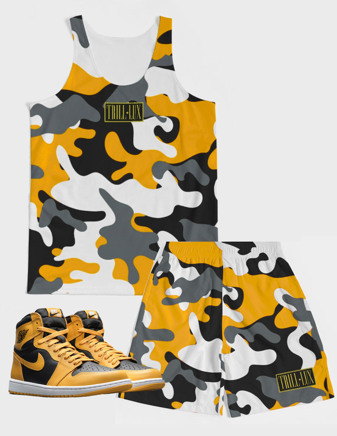 Camo Box Logo | Air Jordan 1 Pollen Inspired Tank Top & Shorts