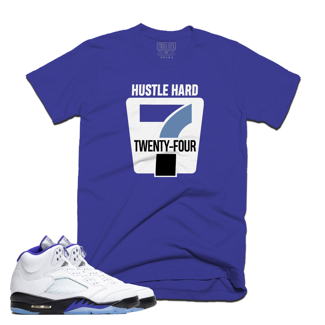 Hustle Hard | Retro Air Jordan 5 Concord Colorblock T-shirt