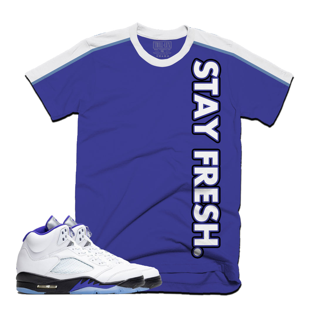 Stay Fresh Side | Retro Air Jordan 5 Concord Colorblock T-shirt