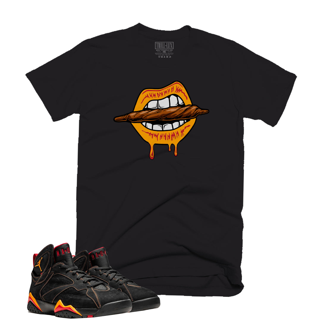 Blunt Lips | Retro Air Jordan 7 Black Citrus Colorblock T-shirt