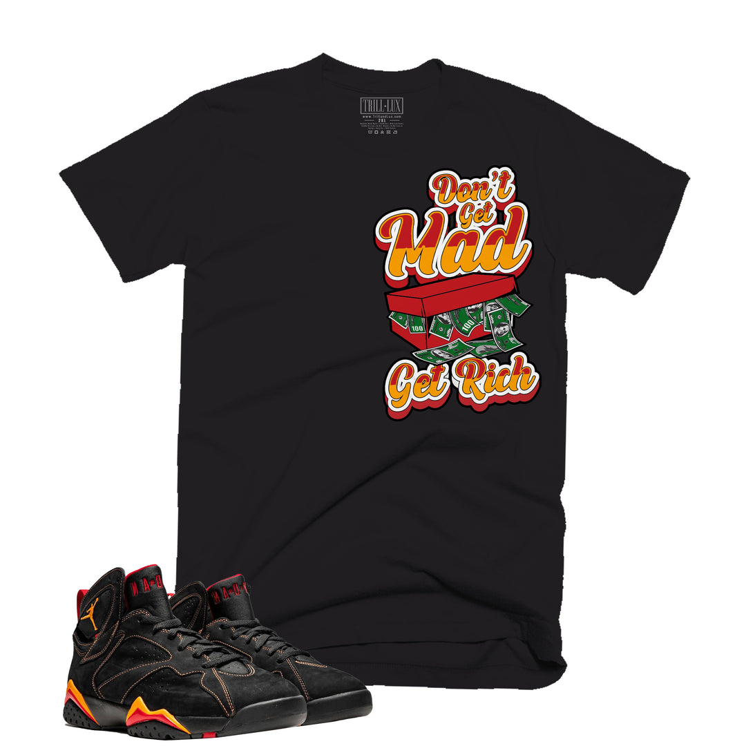 Don't Get Mad Get Rich | Retro Air Jordan 7 Black Citrus Colorblock T-shirt