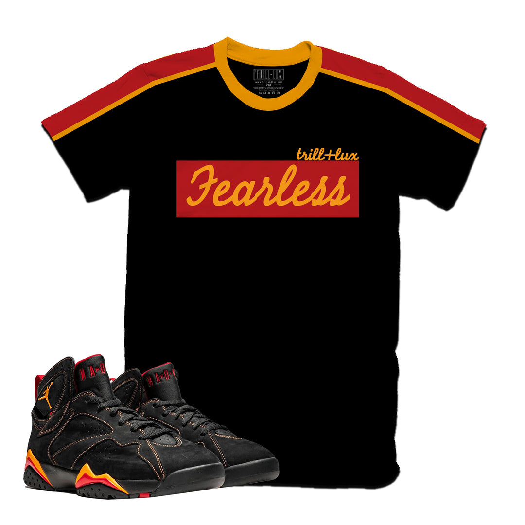Fearless Red | Retro Air Jordan 7 Black Citrus Colorblock T-shirt