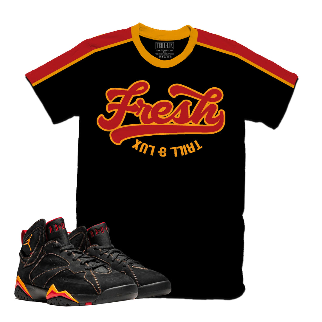 Fresh | Retro Air Jordan 7 Black Citrus Colorblock T-shirt