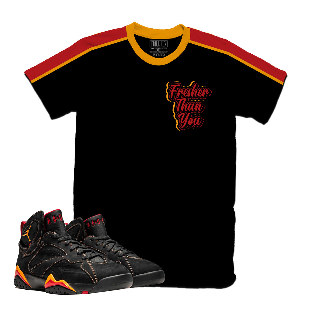 Fresher Than You | Retro Air Jordan 7 Black Citrus Colorblock T-shirt