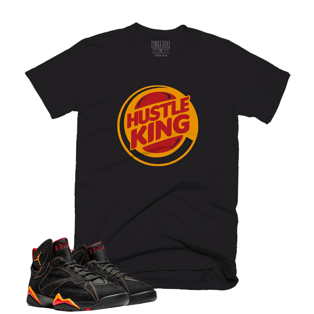 Hustle King | Retro Air Jordan 7 Black Citrus Colorblock T-shirt