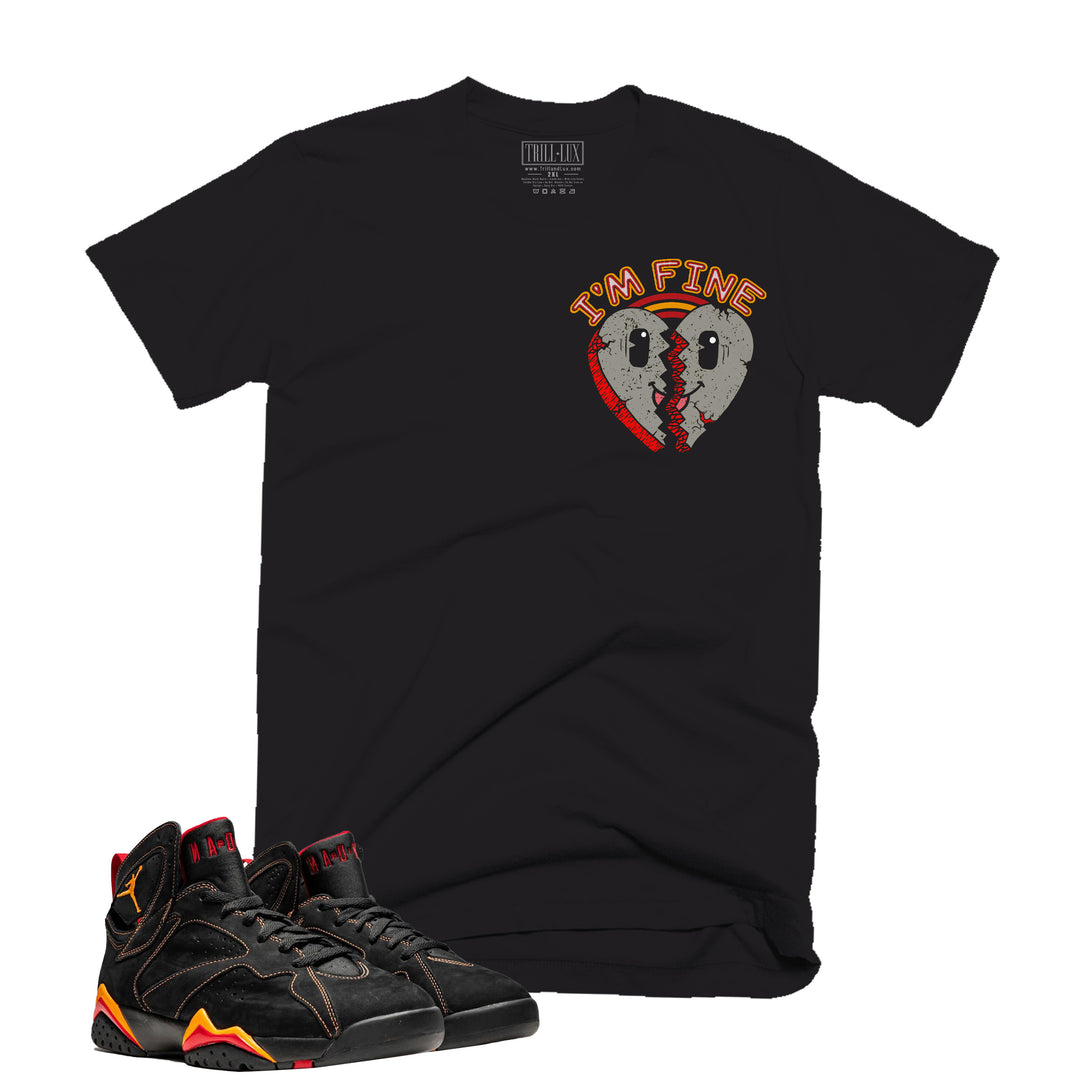 I'm Fine | Retro Air Jordan 7 Black Citrus Colorblock T-shirt