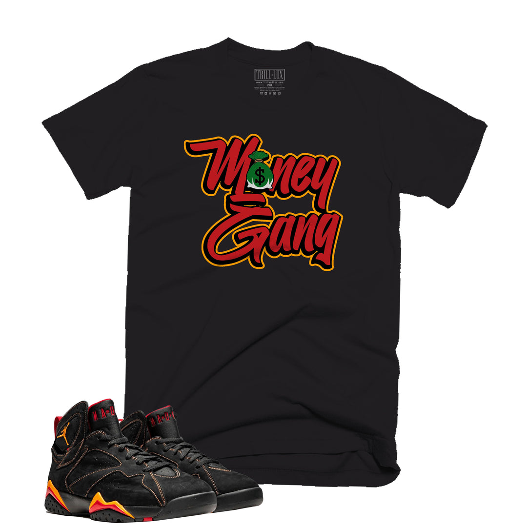 Money Gang | Retro Air Jordan 7 Black Citrus Colorblock T-shirt