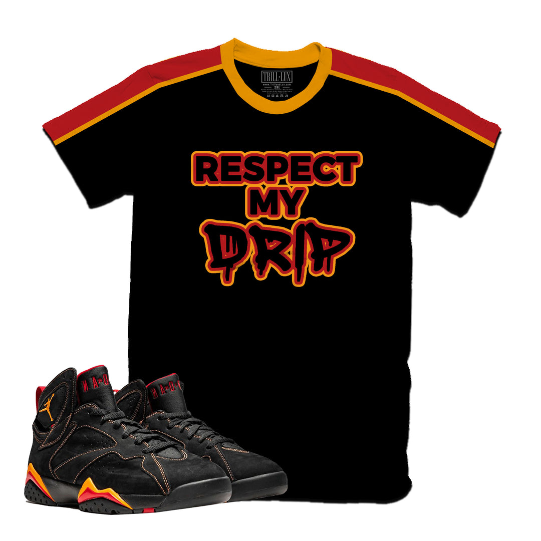 Respect My Drip | Retro Air Jordan 7 Black Citrus Colorblock T-shirt