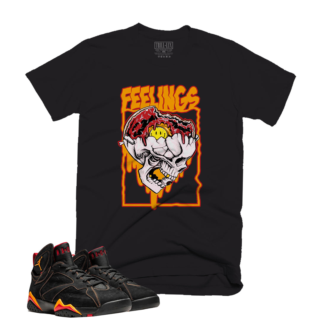 Skull Feelings | Retro Air Jordan 7 Black Citrus Colorblock T-shirt