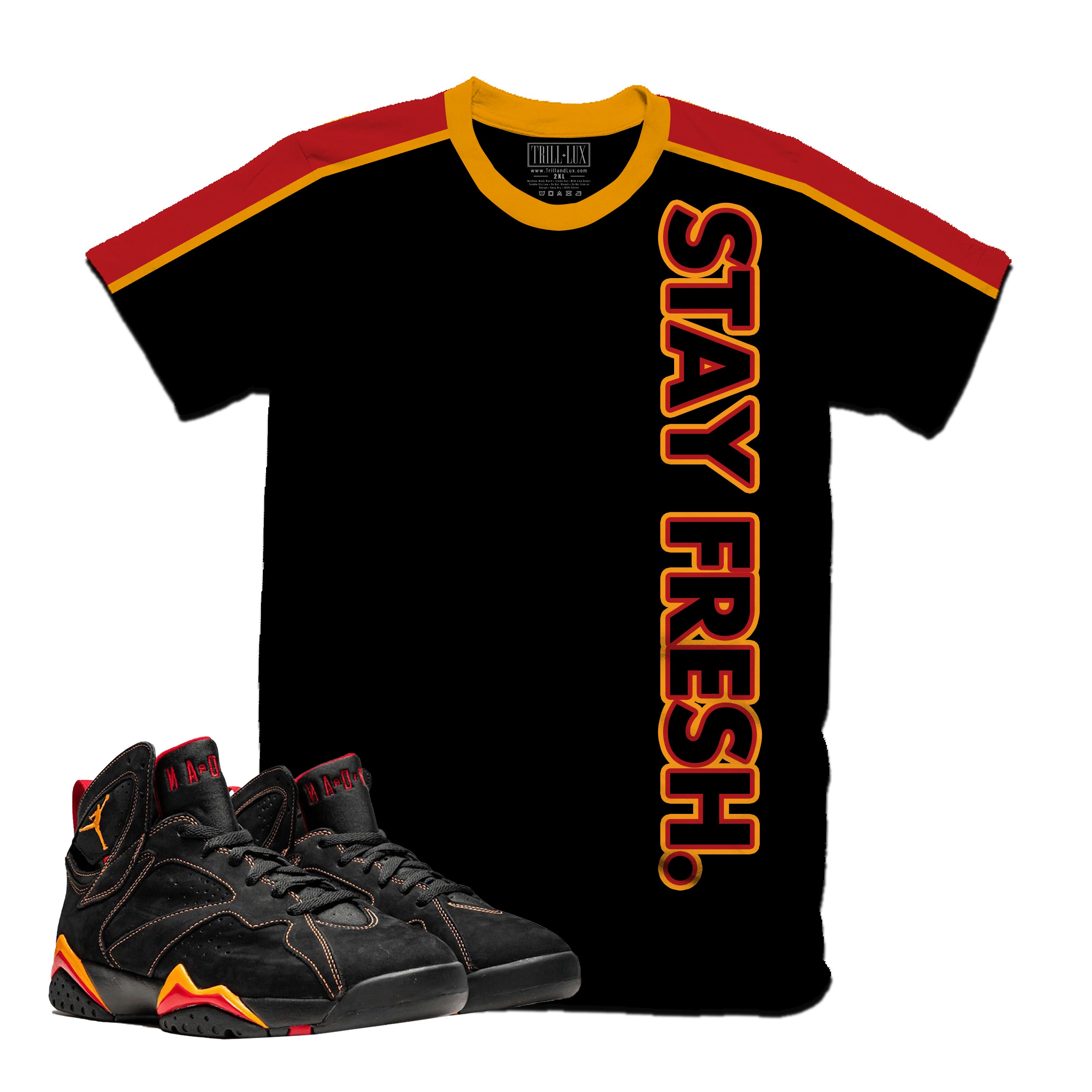 Stay Fresh Side Retro Air Jordan 7 Black Citrus Colorblock T shirt Trill Lux