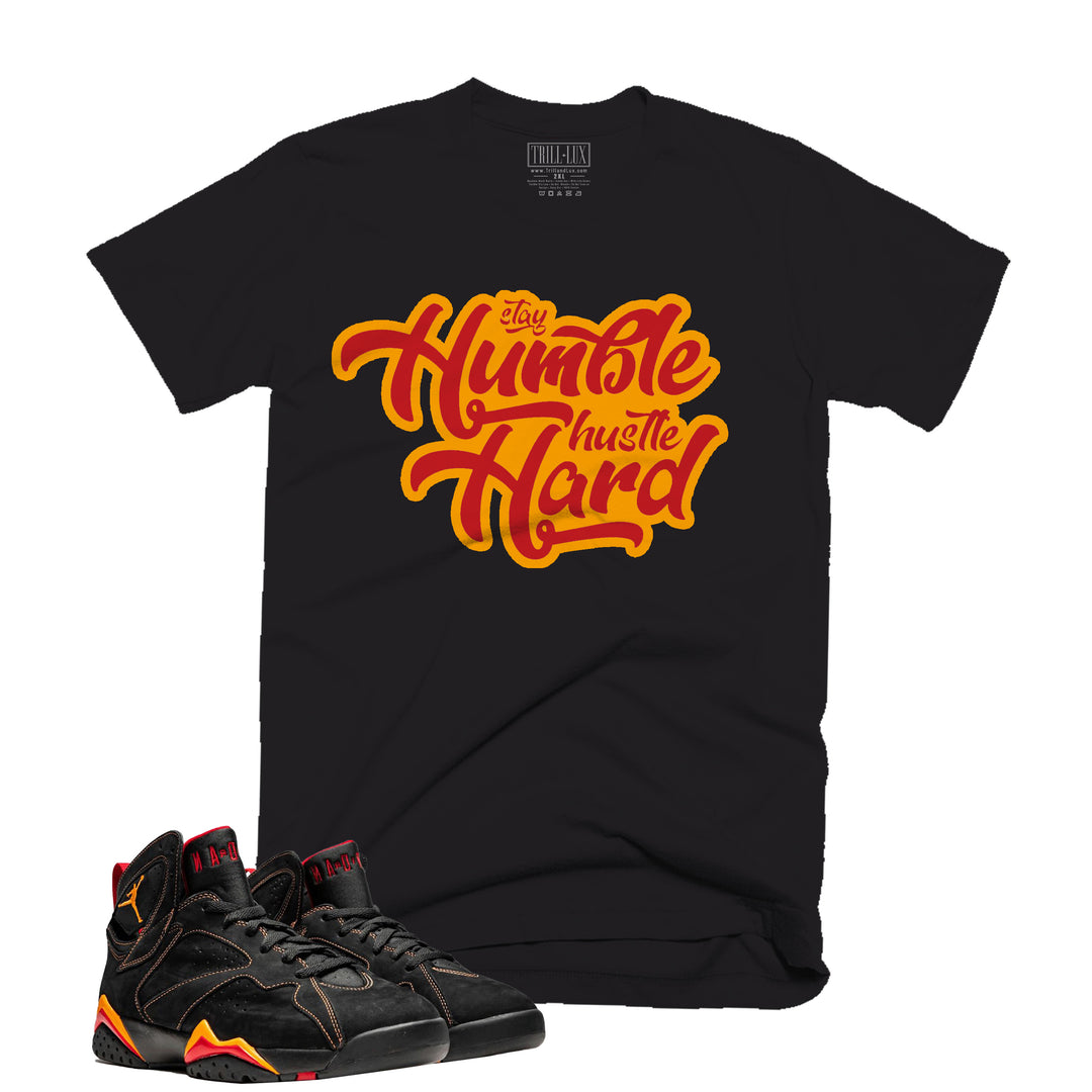 Stay Humble | Retro Air Jordan 7 Black Citrus Colorblock T-shirt
