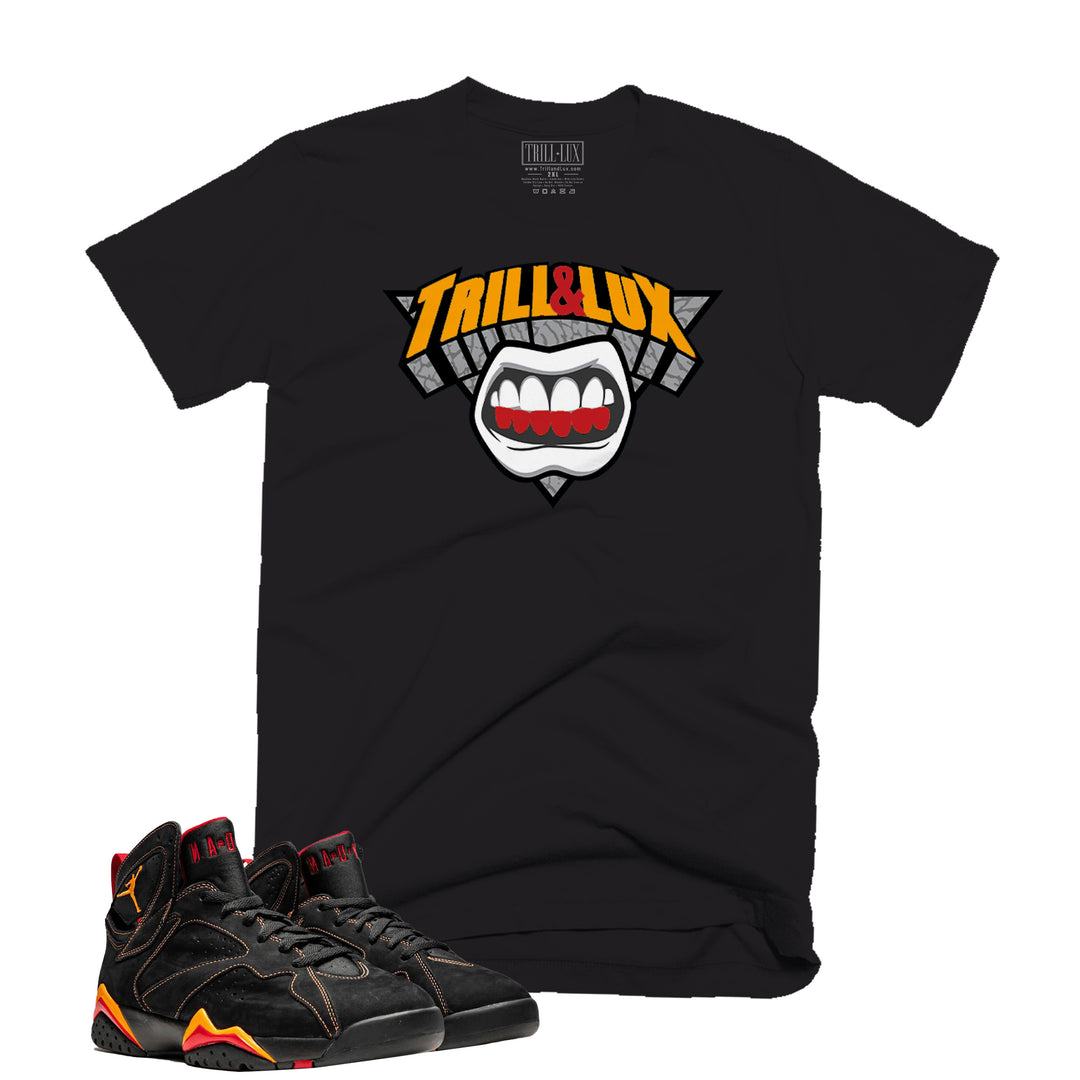 Trill Knick | Retro Air Jordan 7 Black Citrus Colorblock T-shirt
