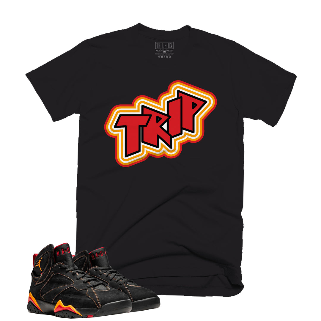 Trip | Retro Air Jordan 7 Black Citrus Colorblock T-shirt