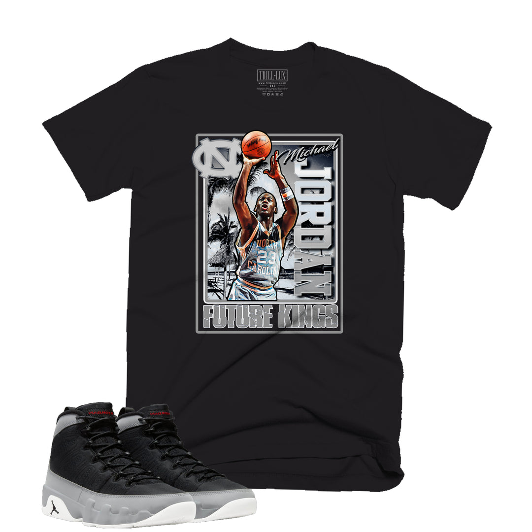 King Tee | Retro Air Jordan 9 Black and Particle Grey T-shirt