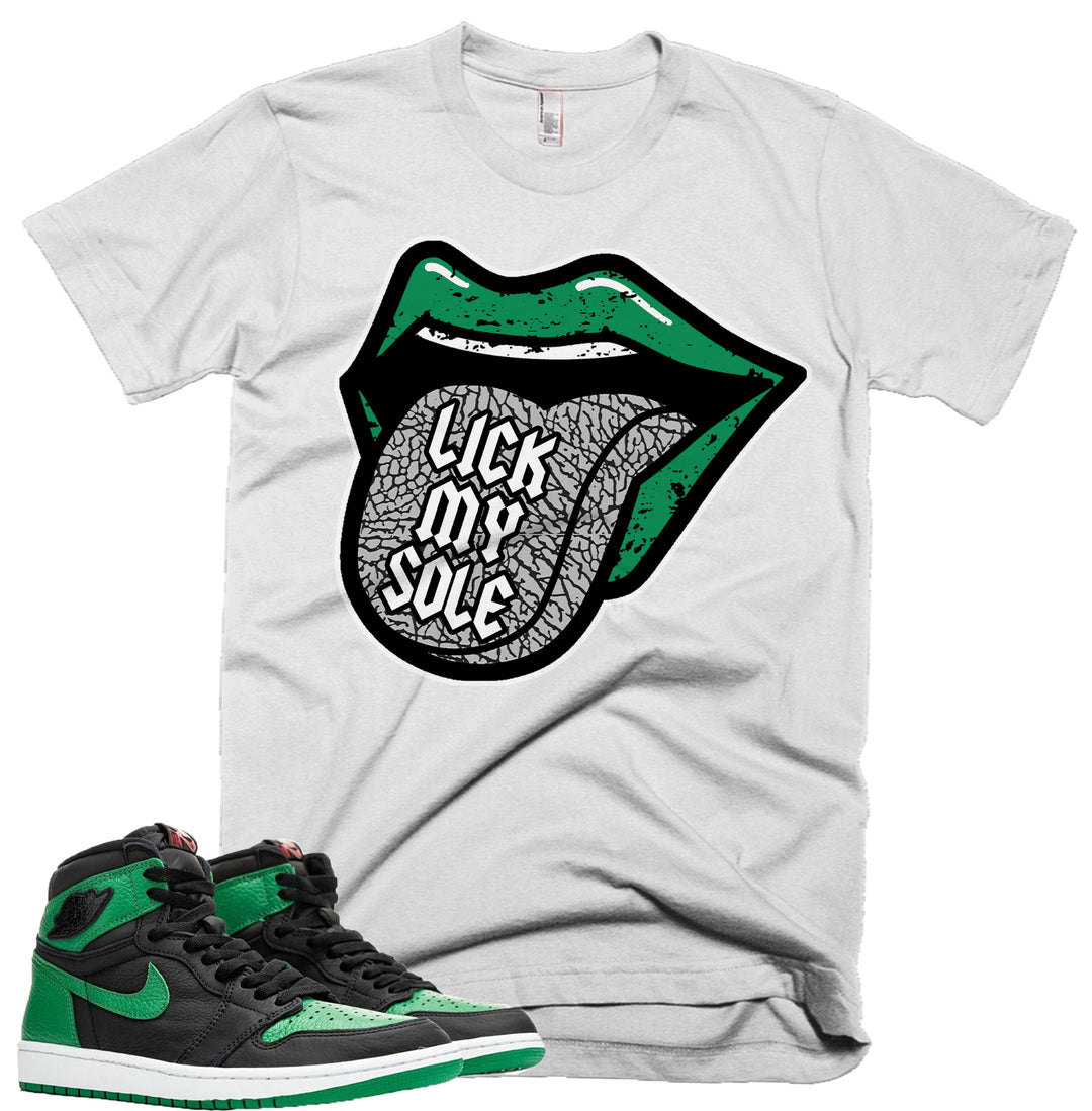 Trill & Lux  I Lick My Sole Tee | Retro Jordan 1 Pine Green Colorblock T-shirt