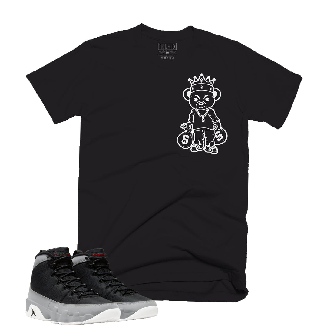 Money Bag Tee | Retro Air Jordan 9 Black and Particle Grey T-shirt