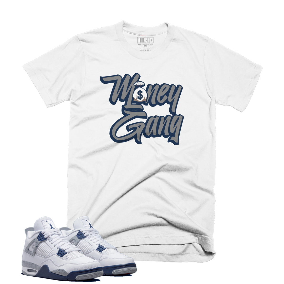 Money Gang Tee | Retro Air Jordan 4 Midnight Navy Colorblock T-shirt