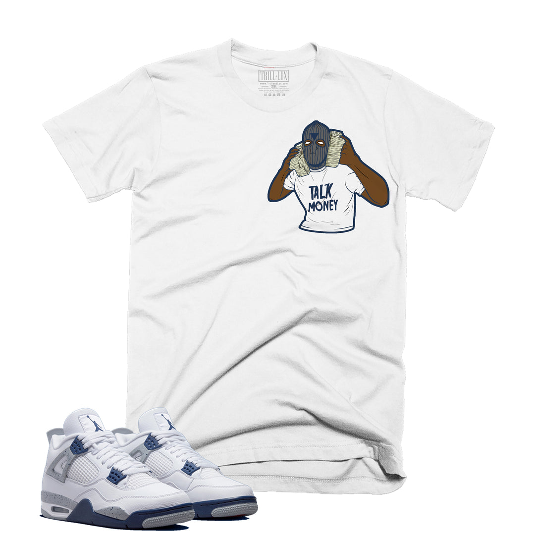 Money Talks Tee | Retro Air Jordan 4 Midnight Navy Colorblock T-shirt