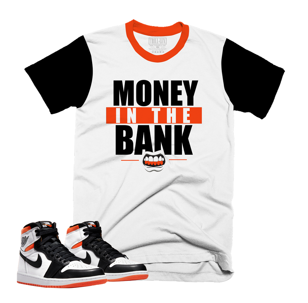 Money In The Bank Tee | Retro Air Jordan 1 Electro Orange Colorblock T-shirt