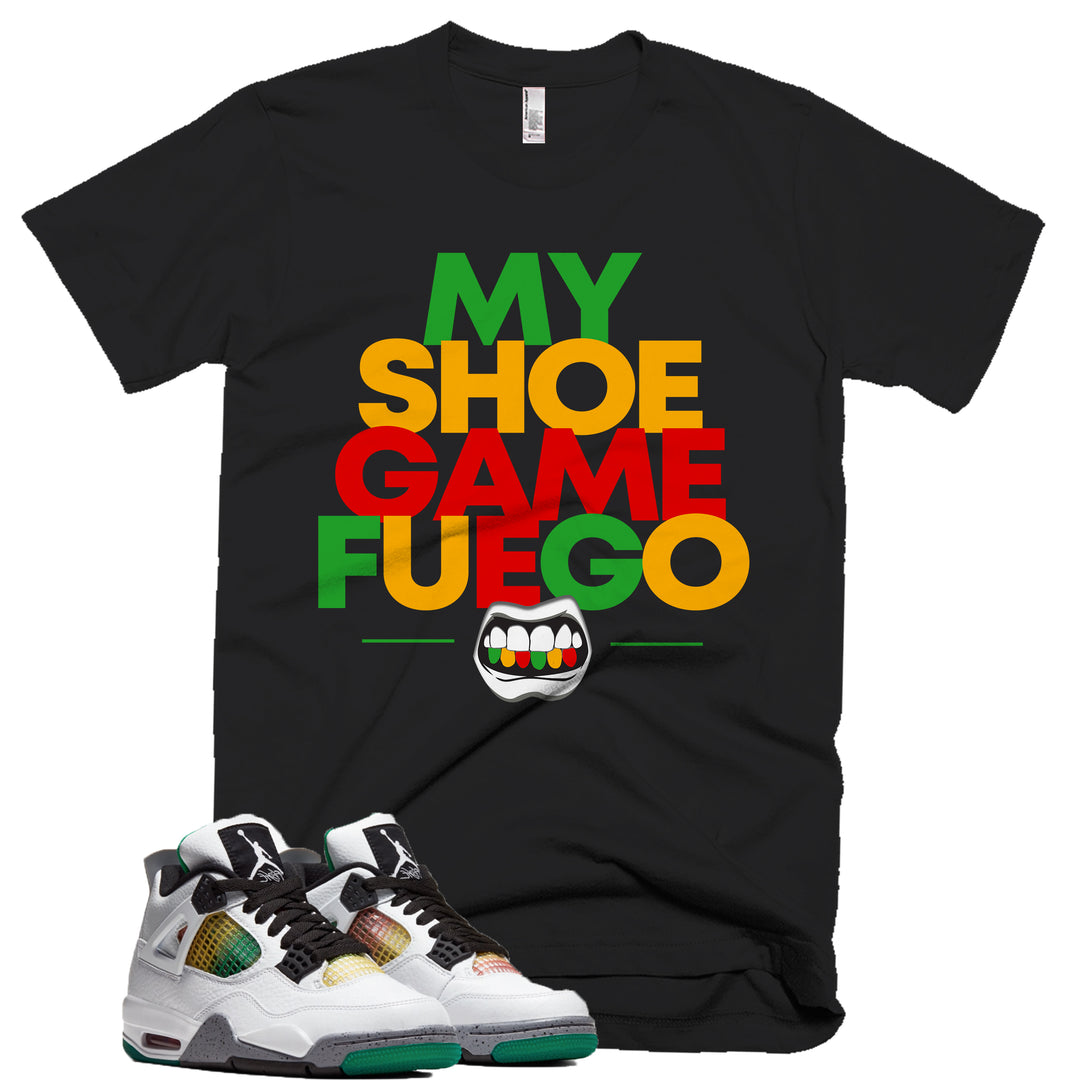 My Shoe Game Fuego Tee | Retro Jordan 4 | Lucid Green Rasta |  T-shirt