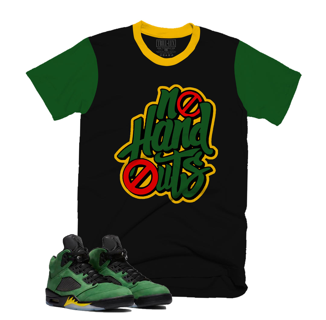 No Hand Outs Tee | Retro Air Jordan 5 Apple Green Colorblock T-shirt
