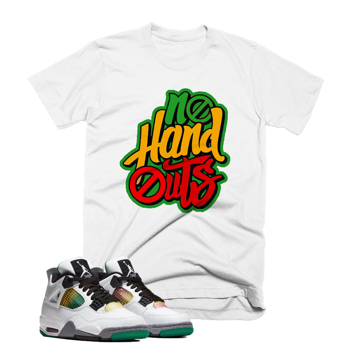 CLEARANCE - No Hand Outs Tee | Retro Jordan 4 | Lucid Green Rasta |  T-shirt