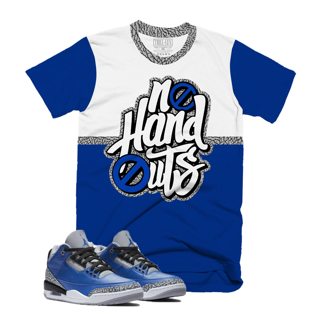 No Hand Outs Tee | Retro Jordan 3 Blue Cement T-shirt |