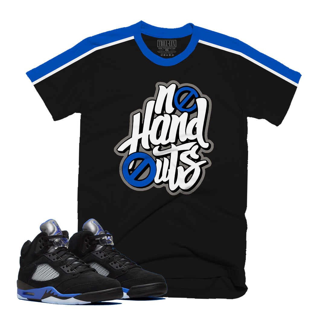 No Hand Outs Tee | Retro Air Jordan 5 Racer Blue Inspired T-shirt
