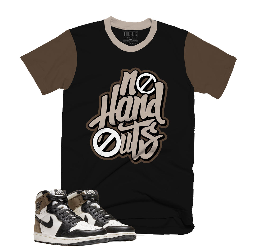 No Hand Outs Tee | Retro Air Jordan 1 Black Mocha Colorblock T-shirt