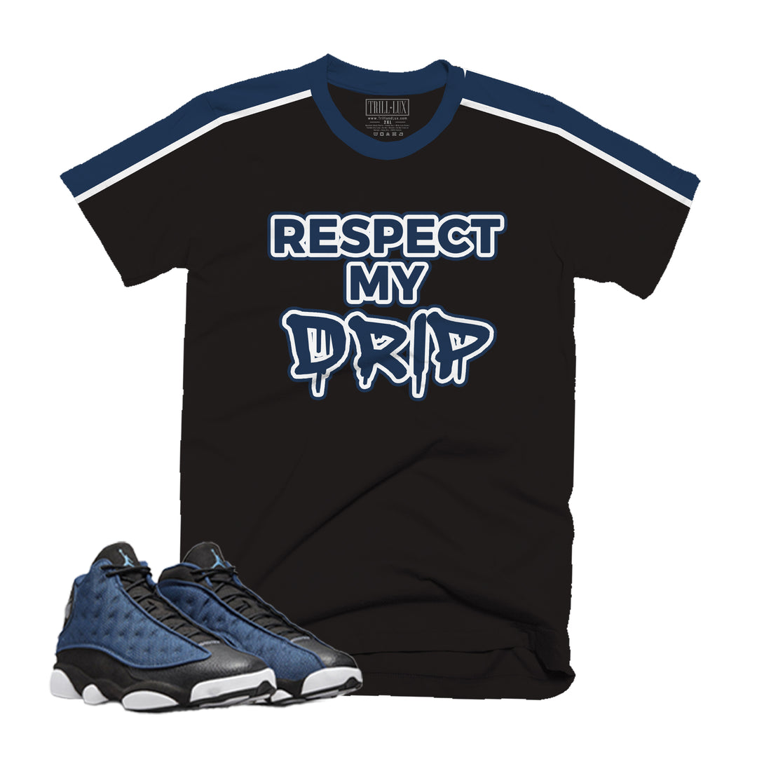 Respect My Drip Tee | Retro Air Jordan 13 Navy Colorblock T-shirt