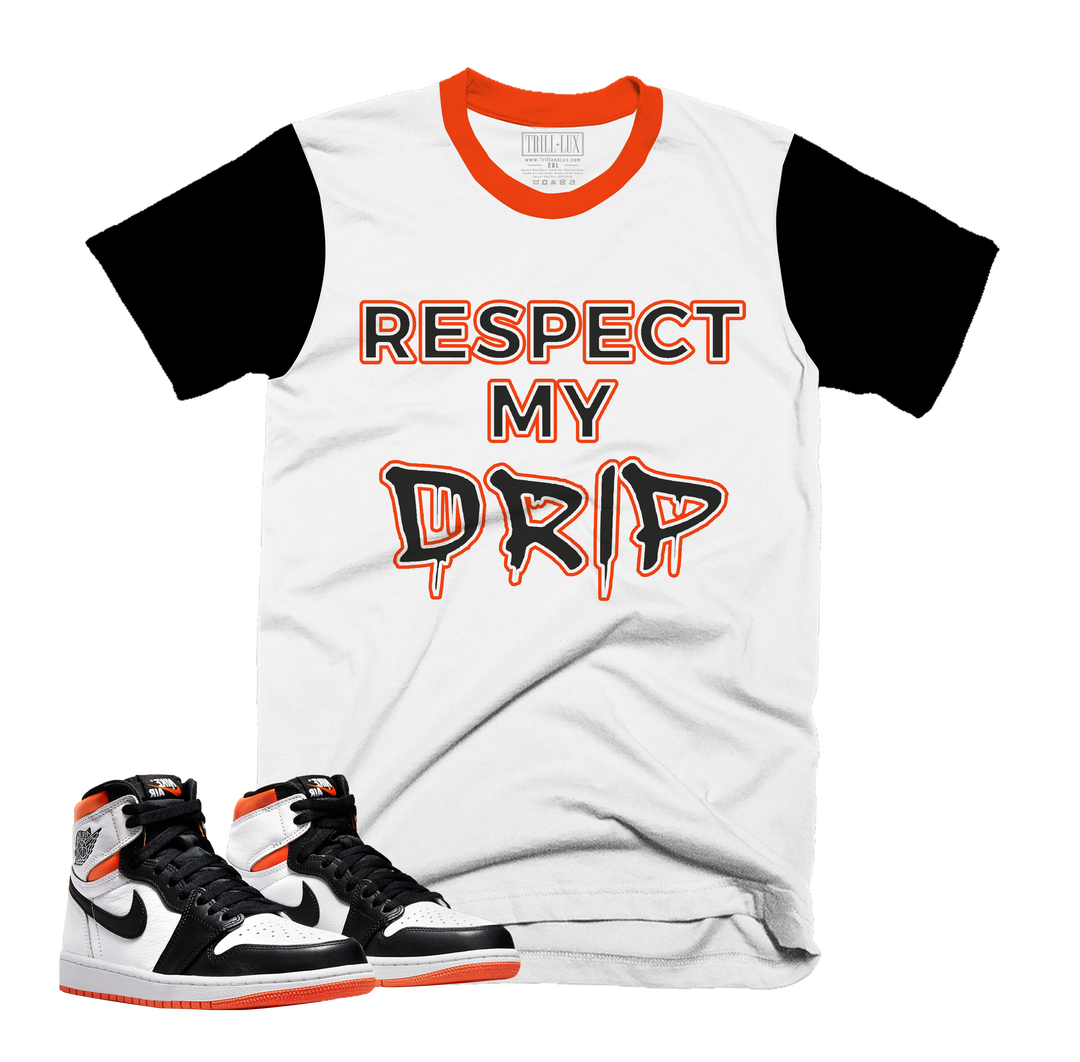 Respect Tee | Retro Air Jordan 1 Electro Orange Colorblock T-shirt