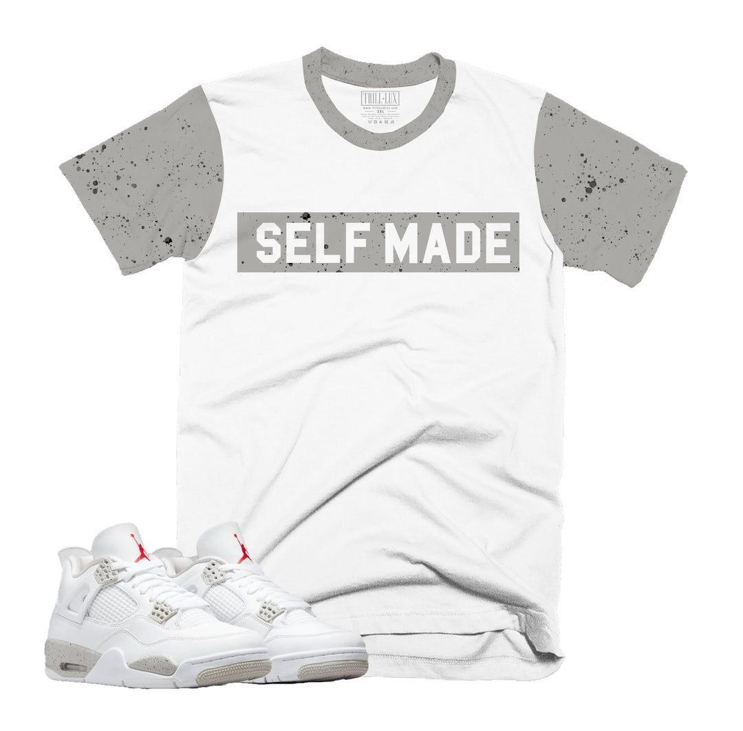 Self Made | Retro Air Jordan 4 Tech White Oreo T-shirt |