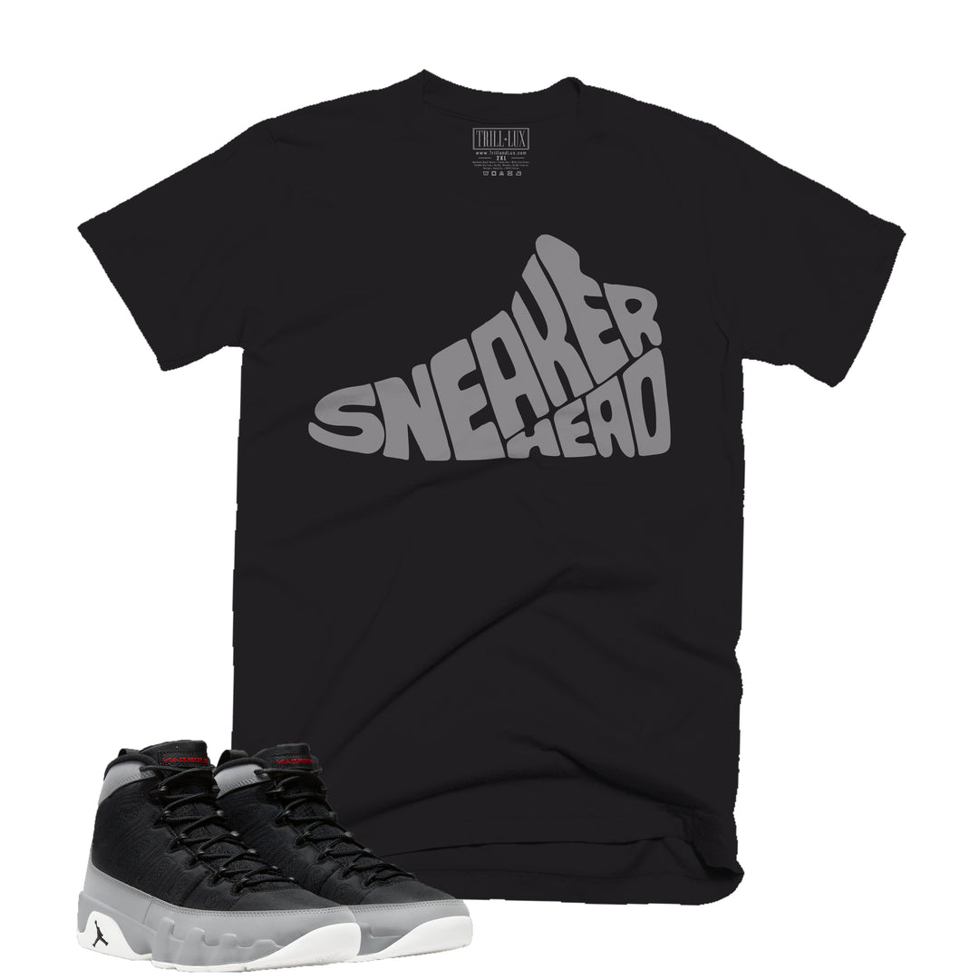 Sneakerhead Tee | Retro Air Jordan 9 Black and Particle Grey T-shirt